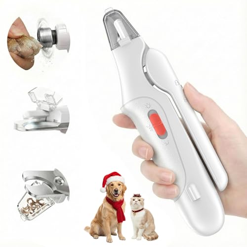 2 in 1 Dog Nail Clippers & Cat Nail Clippers Trimmers for Large Medium Small Dogs Cats Claw Trimmer Quick Sensor and Safety Guard USB Rechargeable Dogs Nail Trimmer with Catcher & 2 LED Lights