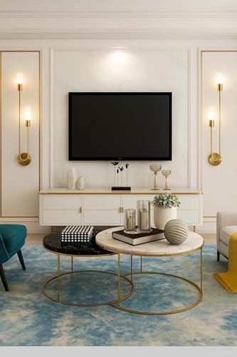 Image of S.N.Enterprises Wall Sconce, Pack of 2 | Luxury Gold LED Wall Light with 3 Color Modes | Long Modern Sconce Lamp for Bedroom, Living Room & Corridor (Warm + Neutral + Cool White)