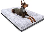 POCBLUE Deluxe Washable Dog Bed for Large Dogs Dog Crate Mat 35 Inch Comfy Fluffy Kennel Pad Anti-Slip for Dogs Up to 60 lbs, 35' x 23', Grey