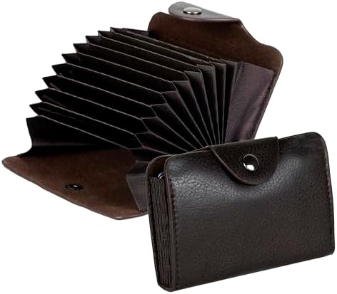 Storite 13 Pocket PU Leather Card Holder Wallet - Zipper Coin Purse For Men & Women, Dark Brown - View #12