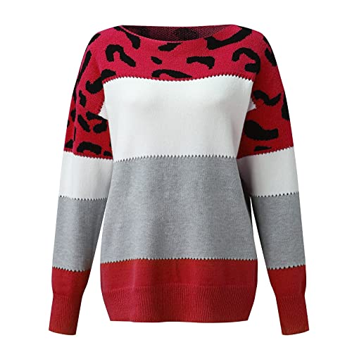 Pull tricot léopard à patchwork effet velours chaud et élégant
