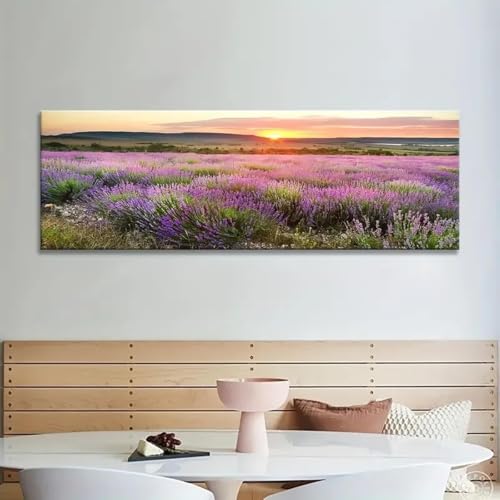 Art paysager lavande pour déco salon moderne toile panoramique violette