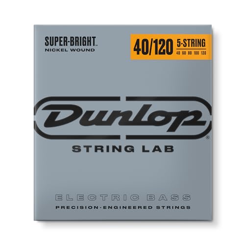 Dunlop DBSBN40120 - Cuerdas de bajo superbrillantes, enrolladas en níquel, luz, .040-.120, 5...