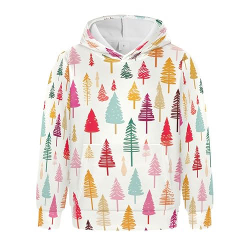 Kids Hoodies Sweaters Christmas Xmas Trees Hooded Sweatshirts with Big Pockets for Boys Girls B0400295