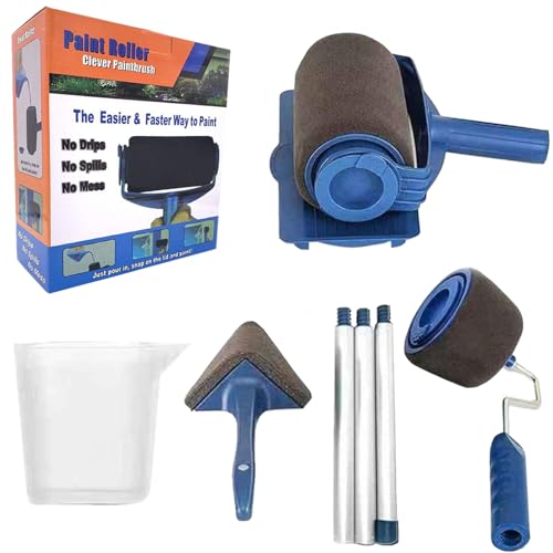 Paint Roller Set 9pcs Professional DIY Washable Painting Brush Kit Wall Paint Roller Set Paint Rollers for House Office Wall Ceiling Painting