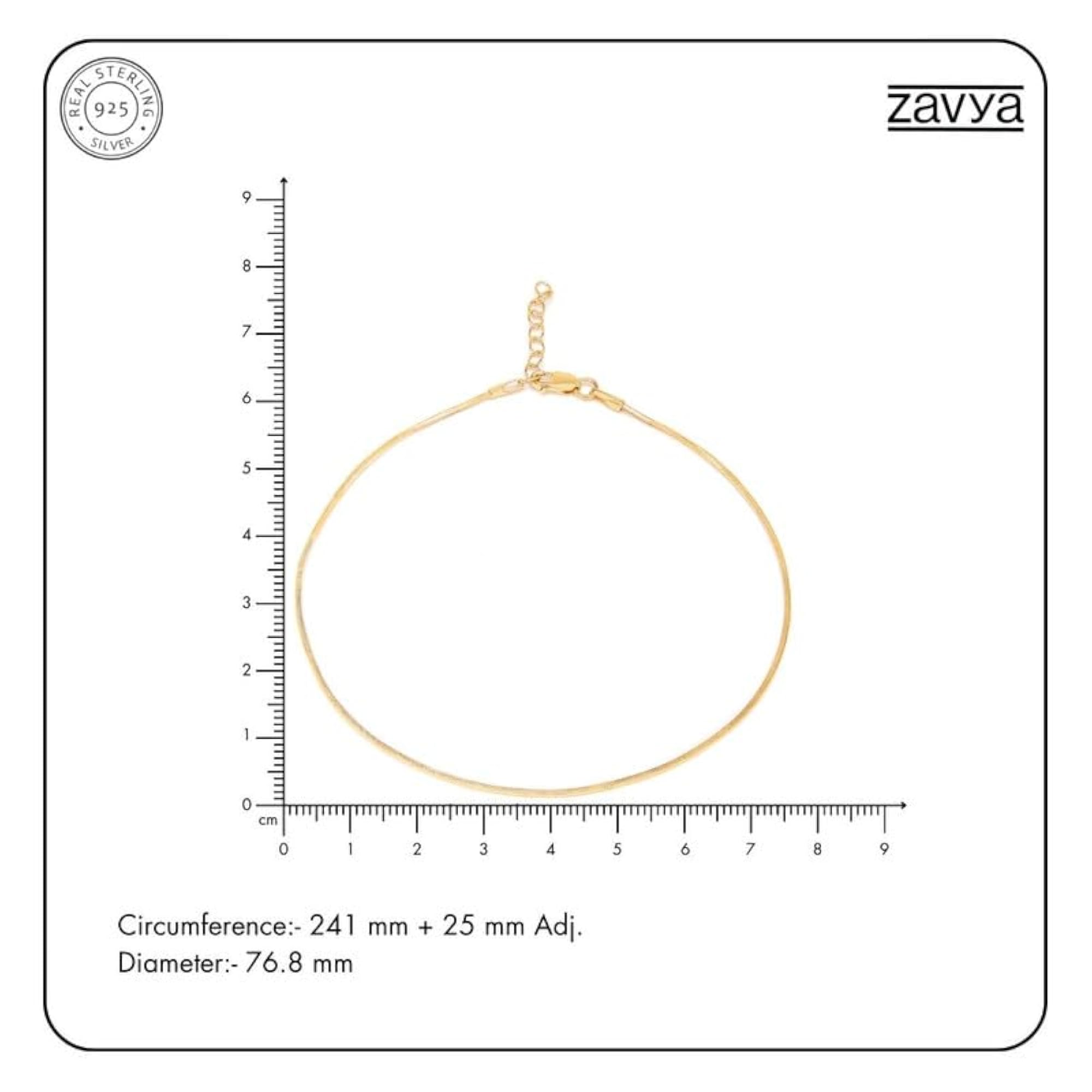 925 Sterling Silver Plated Solid Anklet (Single)