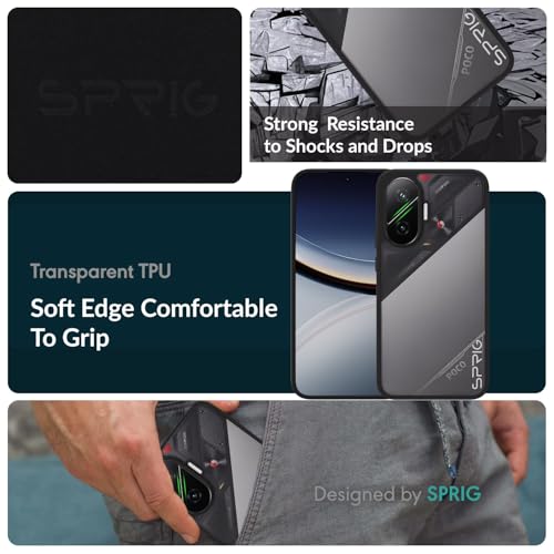 Image of SPRIG Compatible with Poco F7 EdgeTone Back Cover Drop Tested Shock Proof Mobile Case for Men, Women, Boys and Girls with Camera Protection (Black Transparent)