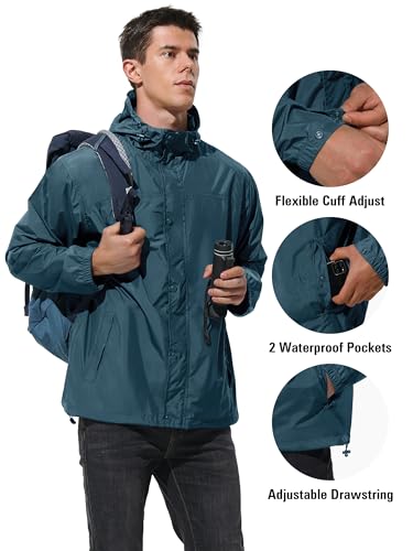 Image of UIQUR Mens Lightweight Packable Waterproof Rain Jacket Windbreaker