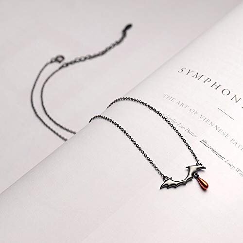 Collier S925 pour femmes pendentif goutte rouge bijoux faits main cadeau Halloween