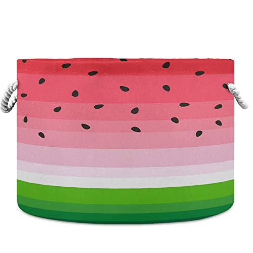 Image of visesunny Collapsible Large Capacity Basket Watermelon Slice Clothes Toy Storage Hamper with Durable Cotton Handles Home Organizer Solution for Bathroom, Bedroom, Nursery, Laundry,Closet