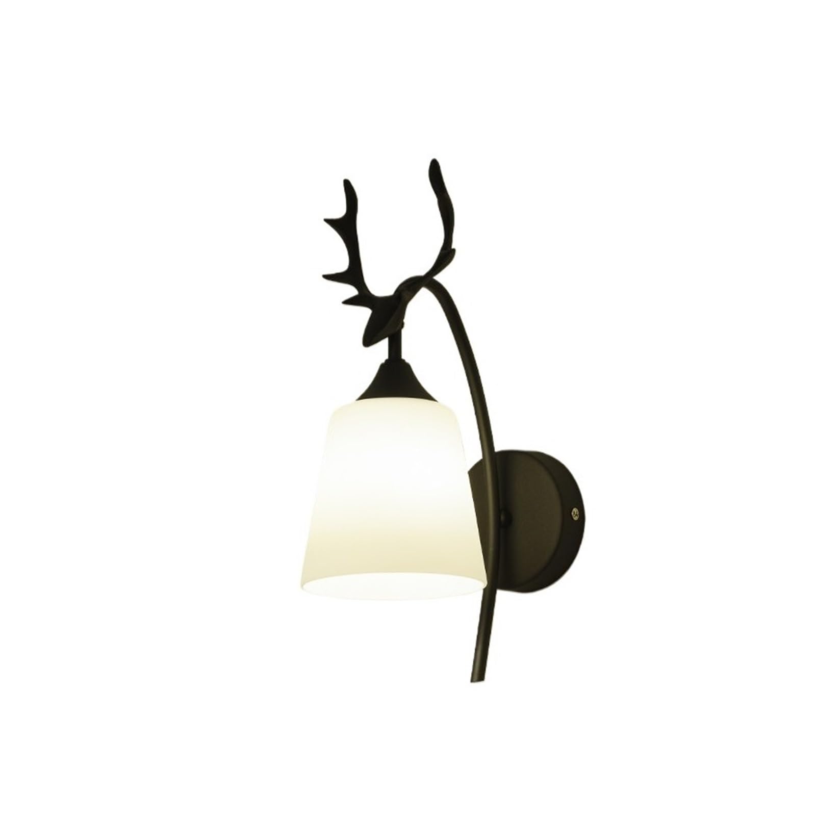 WQQYU6HKF Lights Golden Deer Head Iron Wall Sconce Frosted Glass Lamp Lamps