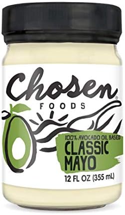 Chosen Foods 100% Avocado Oil-Based Classic Mayonnaise, Gluten & Dairy Free, Low-Carb, Keto & Paleo Diet Friendly, Mayo for Sandwiches, Dressings and Sauces, Made with Cage Free Eggs (12 fl oz)