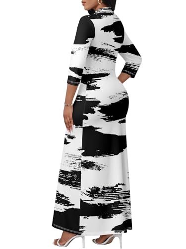 Image of PinkPatty Women's Casual 3 /4 Sleeve Polo V Neck Bodycon Maxi Dress