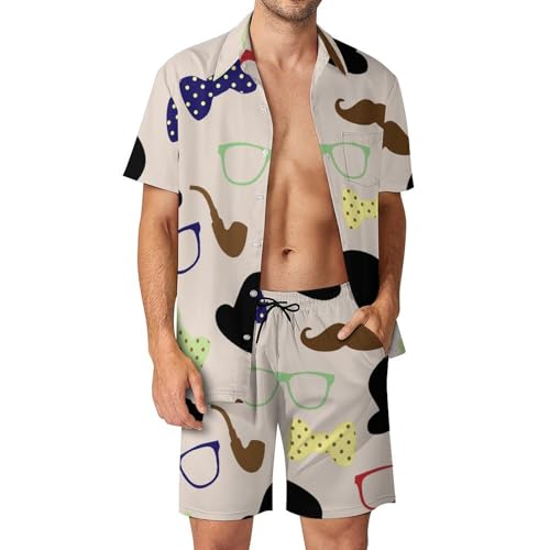 Chemise Hawaïenne Hommes Ensemble 2 Pièces Short de Plage Été Coupe S