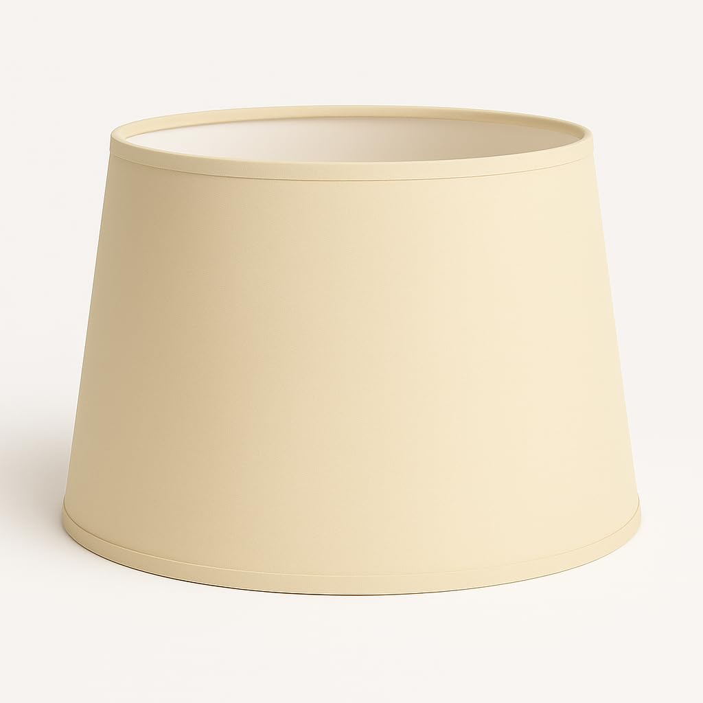 35 cm Pantalla, Tela de Algodón, respaldo de PVC Blanco, Producto Hecho a Mano, para Lámpara de Mesa, Lámpara de Pie (Crema)