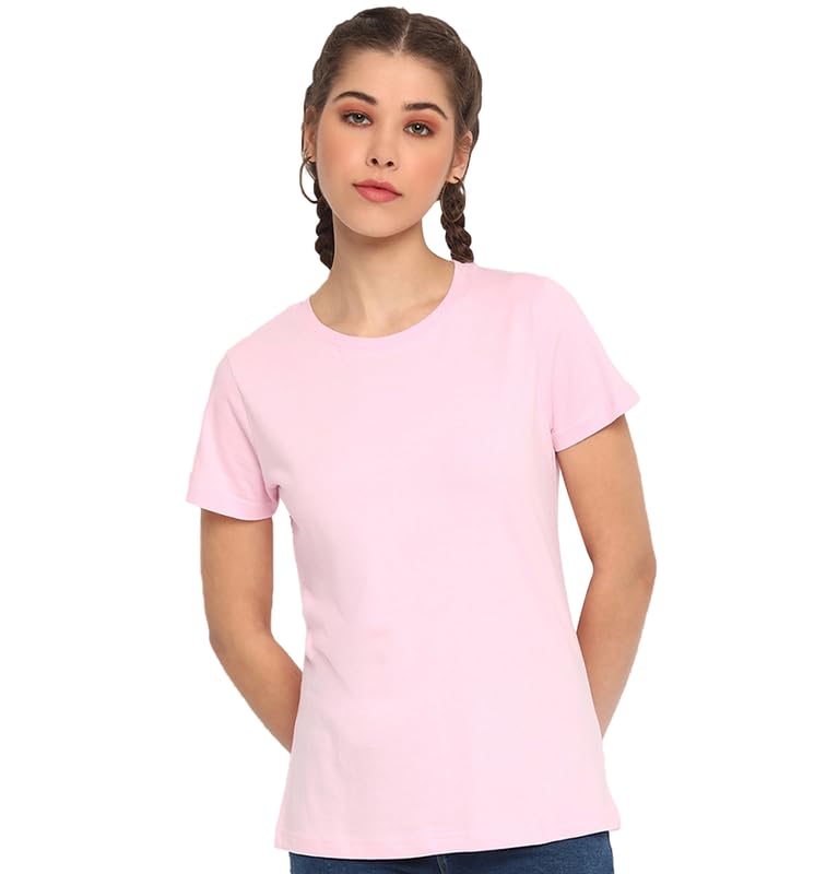 Image of Sleepynuts Women's Plain Round Neck Regular Fit Half Sleeve Cotton T Shirt