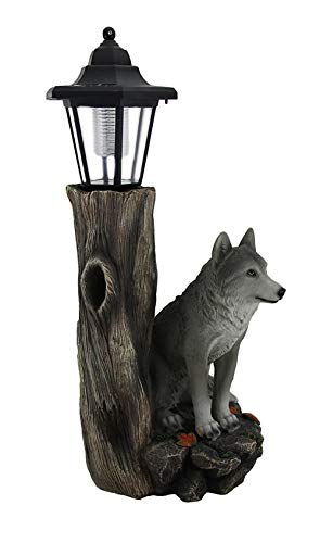 Watchful Wolf Sculptural Solar Lantern Statue #TOP1