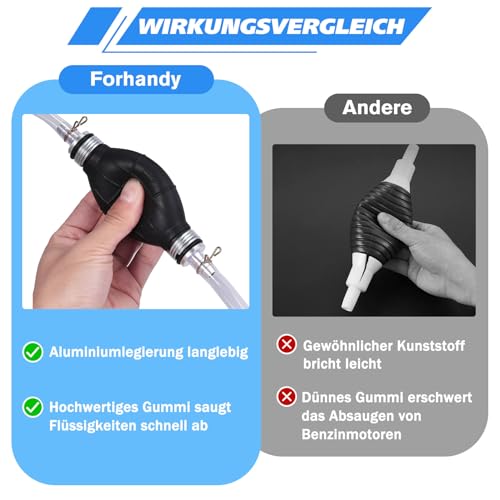 Herbst Benzinpumpe, 8 mm Umfüllpumpe mit 2 m Schlauch Universal Tragbare Handpumpe Benzin Vakuumpumpe Notpumpe Hand Siphonpumpe für Auto/Boot/Kart/Motorrad zum Benzin Diesel Kraftstoffe Wasser