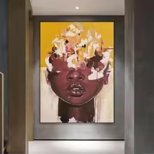 Tableau femme noire art abstrait pour décorer votre coin lecture chaleureux