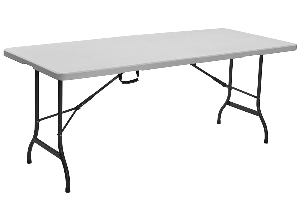 Cofan Mesa Plegable Rectangular con Bloqueo de Seguridad | Color: Blanco | Medidas desplegada: 180 x 70 x 72 cm