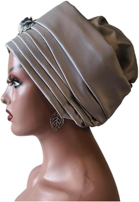 ADEPAPLUS Handmade Embelished Turban Headwrap (One Size Fits Most - Stretchy), Handmade African Head Wrap, Already Made, Colorful Head Tie for Women