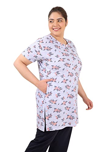 Image of In Love Women's Cotton Plus Size Longline T-Shirt Half Sleeve with Pockets