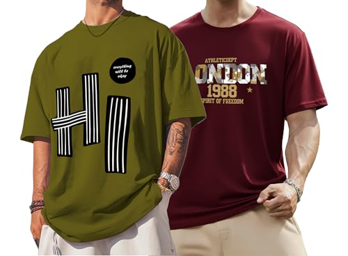 Image of AUSK Oversized T-Shirts || Printed Loose Fit Half Sleeve Tshirt for Mens