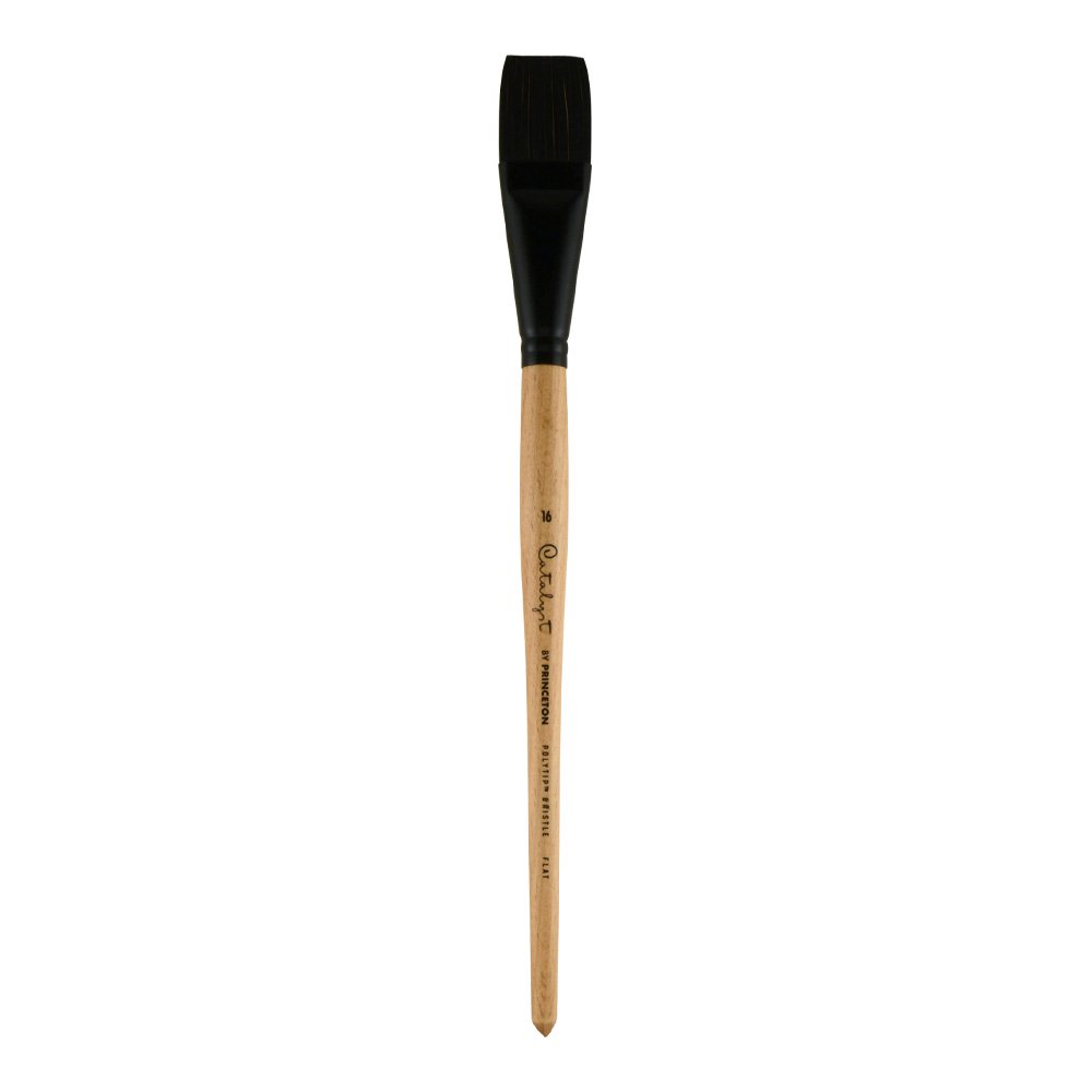 PRINCETON ARTIST BRUSH CO. Princeton Catalyst Polytip, pędzle do akrylu i oleju, seria 6400 długi uchwyt, płaskie, rozmiar 16, syntetyczne