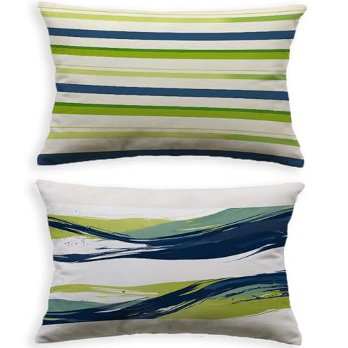 Coussin bande vert en velours noble avec fermeture invisible