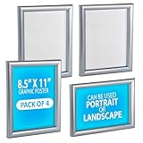 Azar Displays 300336-SLV-4PK Wandhalterung, Kunststoff, Schnapprahmen, 21,6 x 27,9 cm, Hoch-/Querformat, 4 Stück