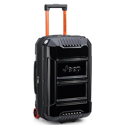 Jeep JH003B Hardside Expandable Luggage with Two Wheels, Black, 2 Piece Set 21/30 Inch2