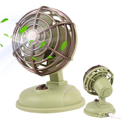 Mini tavolo ventilatore - ventilatore da scrivania USB | ventilatore di raffreddamento portatile ricaricabile | accessorio da scrivania retrò | ventilatore vintage portatile per campeggio, viaggi