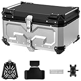 MOTOSTAR バイク リアボックス バイク用 45L/55L/65L 大容量 トップケース バイクボックス オートバイボックス モノキーケース アルミ合金製 四角 取り付けベース付き 着脱簡単 軽量 防犯対策 汎用 IP68防水 耐衝撃 キャンプ/通勤/デリバリーなど対応