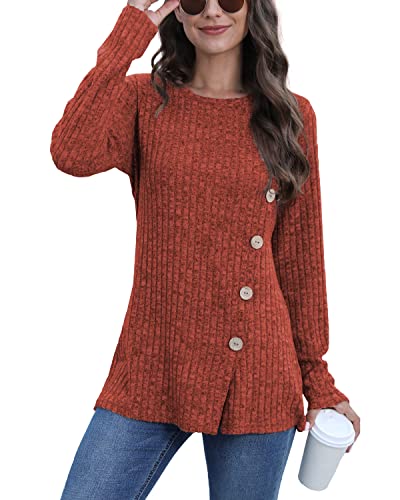 Image of JomeDesign Long Sleeve Shirts for Women Crew Neck Lightweight Sweater Loose Casual Tunic Tops