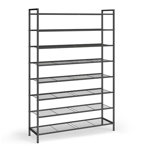 Image of SONGMICS Metal Shoe Rack, Free Standing Shoe Organizer for Entryway Closet Garage Small Spaces, Heavy-Duty Slim Steel Storage Shelf, 8-Tier, Fits 32-40 Pairs, Black ULMR048BP01