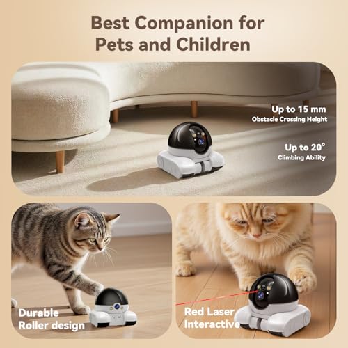 DreamBee Security Indoor Camera 1080P Dual Lens,Robot Camera on Wheels Movable with 2-Way Talk,Distance Bot with Night Vision,Blinky Bot App Control for Home Security/Cats/Dogs/Baby/Elderly - Image 4