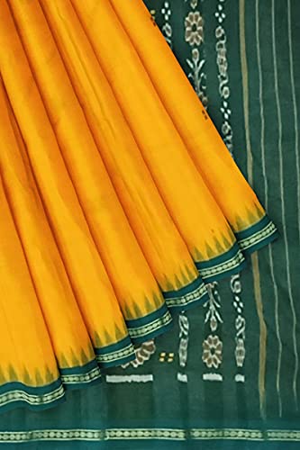 Image of Odisha Sambalpuri Handloom Ikat Women's Cotton Saree, Odisha Handloom Handmade Pure Cotton Khandua Saree, Ikkat Orissa Traditional Handloom Saree Without Blouse