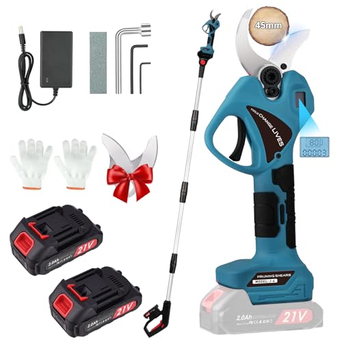 Secateur Telescopique Electrique: 45mm Sécateur électrique avec 2 batteries 21 V/2000 mAh -...