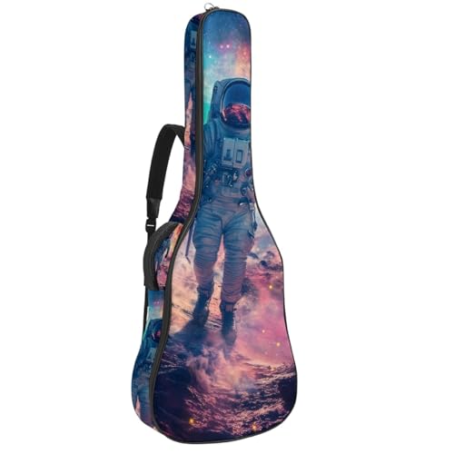 Housse guitare acoustique 109 cm Oxford imperméable motif planète astronaute avec poches