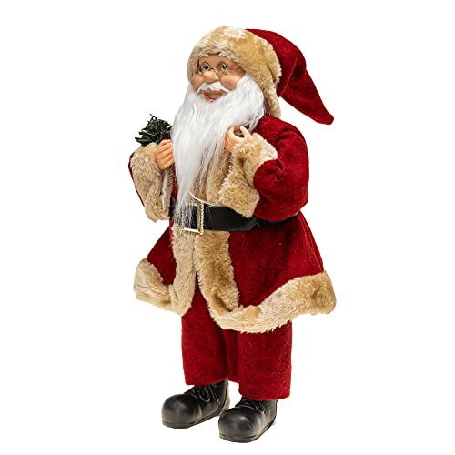 Magizi by Tuut, Enfeite de Natal, Papai Noel Barba Iluminada, 40cm, Vinho