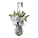 Romantic Hanging Drop Glass Vase in Metal Basket w/Hanger & Gift Box ~ G132 Hanging Floral Wall Vase with Metal Basket Holder and Hanger