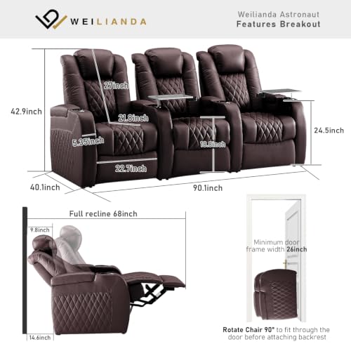 Image of Weilianda Home Theater Seating, Top Grain Leather Movie Theater Chair