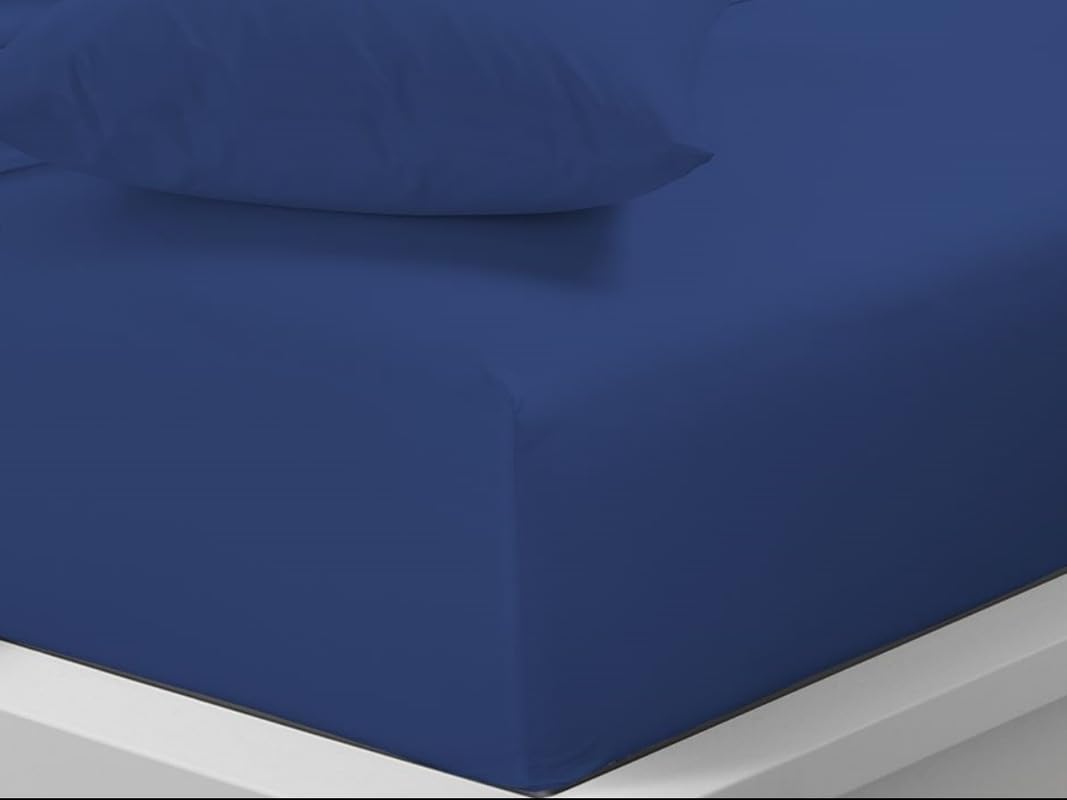 Fitted Sheet 40cm Extra Deep Pocket Royal Blue Pillow Pair Easy Care Poly Cotton, Soft, Wrinkle-Free (PP royal blue)