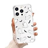 NECTNALLO Halloween Phone Case for iPhone 16 Pro Max Clear Cute Ghosts for Teen Girls Boys Girly Women Men, Soft Slim Shockproof Halloween Case for iPhone 16 Pro Max, Cute Ghosts/White