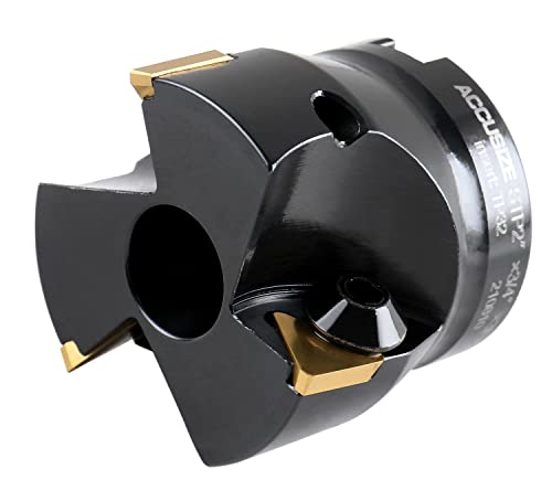Image of Accusize Industrial Tools 2 inch Indexable Face Milling Cutter 90 Degree, Positive Rake with Inserts, 2508-0012 | 90 Deg Positive Rake, Right-Hand Cut, 3 TPG322 Inserts, 3 /4 in Bore