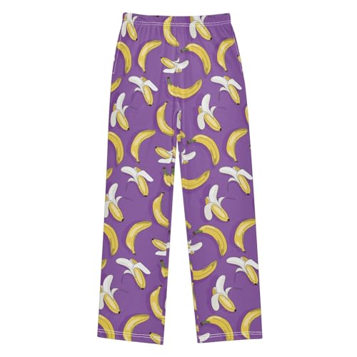 Boys' Pants Colorful Summer Banana Purple Long Bottoms Jogger Pants Elastic Waist Trousers with Pockets S-XL