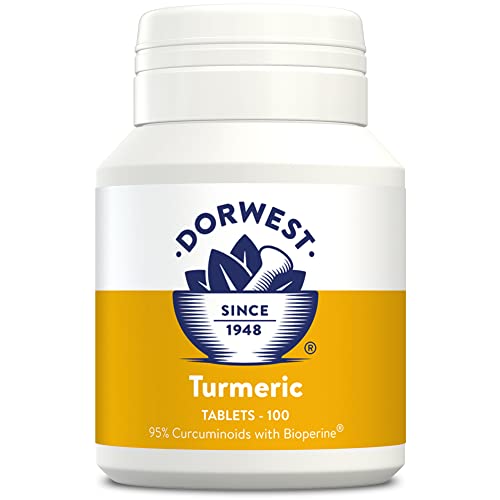 Dorwest Turmeric Tablets for Dogs and Cats, 100 Tablets, Easy-To-Absorb Turmeric Supplement, 95% Curcuminoids, Joint and Anti-Inflammatory Support