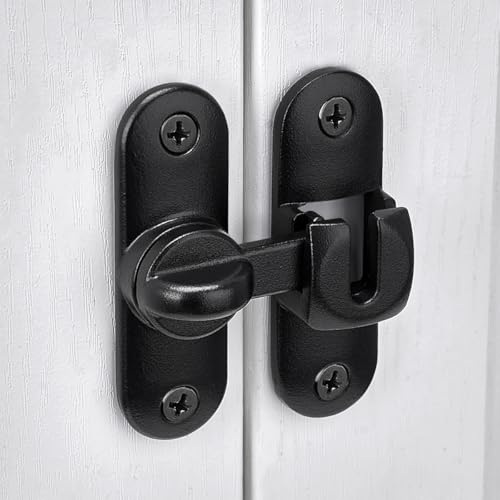 Image of INIRET Matte Black Barn Door Latches,90 /180 Degree Gate Lock,Zinc Alloy Right Angle Door Lock Latch,Flip Gate Latches Hardware,Door Security Door Latch Lock for Cabinets,Bathroom,Barn Door