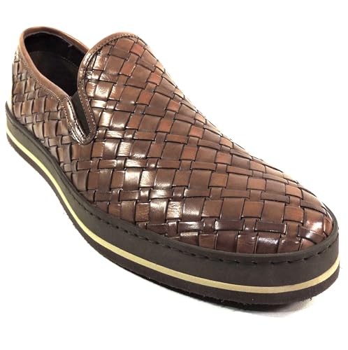 Baldinini Men's Woven Leather Slip-On Loafers, Brown, Comfort Platform Sole3