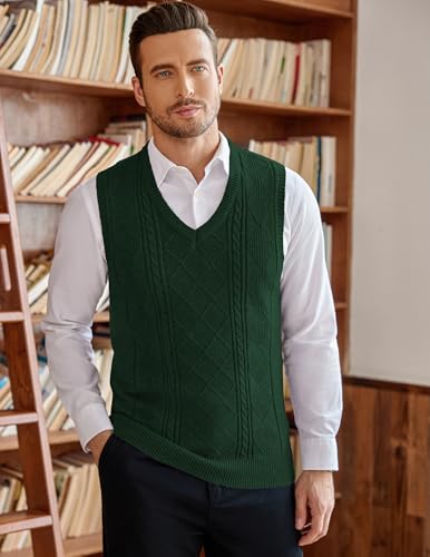 Pull col en V sans manches COOFANDY vert pour un style casual - 3